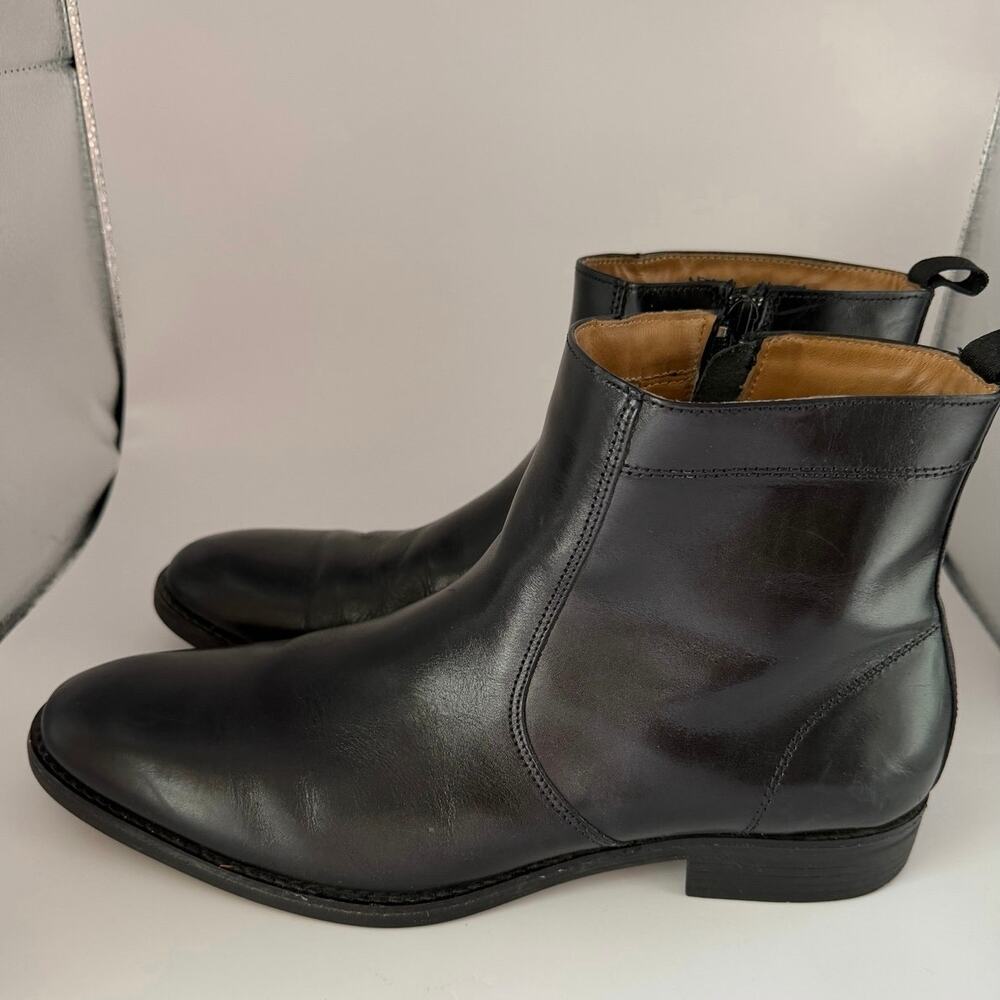 Johnston & Murphy Men’s Black Leather Ankle Boots Side Zip Dress Size 13 - Picture 2 of 11